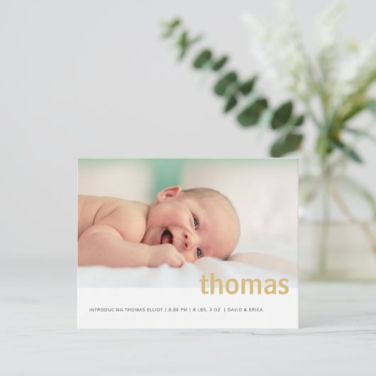 Eenvoudig bericht van de Foto van de NaamFoto Baby Aankondiging (Staand voorkant)