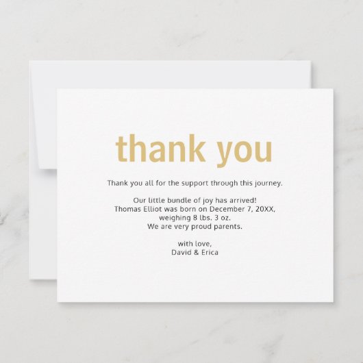 Eenvoudig bericht van de Foto van de NaamFoto Baby Aankondiging (Achterkant)