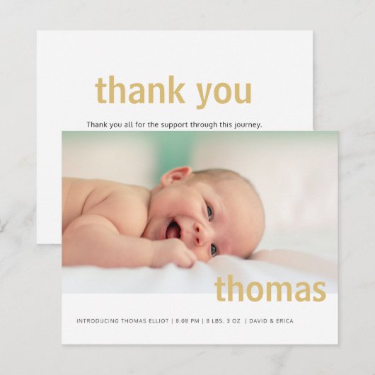 Eenvoudig bericht van de Foto van de NaamFoto Baby Aankondiging (Voorkant / Achterkant)