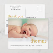 Eenvoudig bericht van de Foto van de NaamFoto Baby Aankondigingskaart (Voorkant / Achterkant)