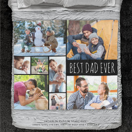 Eenvoudig BESTE DAD OOIT 8 Photo Collage Fleece Deken