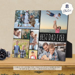 Eenvoudig BESTE DAD OOIT 8 Photo Collage Fotoplaat<br><div class="desc">Creëer uw eigen gepersonaliseerde, aangepaste kleurenfotocollage-display op deze 8x10" easel-back fotoplaquette voor de BESTE DAD OOIT met deze eenvoudig te uploaden fotocollage-sjabloon met 8 afbeeldingen in verschillende vormen en maten, zowel horizontaal als verticaal om een breed scala aan fotoonderwerpen in uw keuze van tekst- en achtergrondkleuren aan te passen (weergegeven...</div>