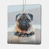 Eenvoudig Beste Hond Ooit 2 Foto Modern Script Keramisch Ornament (Links)