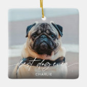 Eenvoudig Beste Hond Ooit 2 Foto Modern Script Keramisch Ornament (Voorkant)