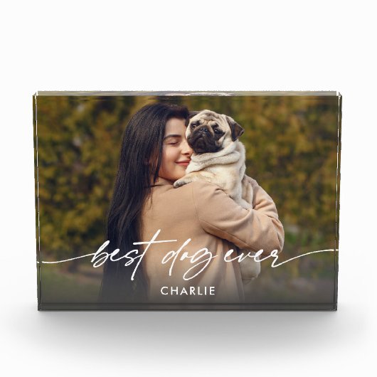 Eenvoudig Beste Hond Ooit Foto Moderne Script (Voorkant)