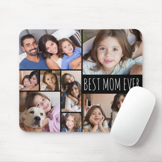 Eenvoudig BESTE MOM OOIT 8 Fotocollage Aangepast Muismat (Met muis)