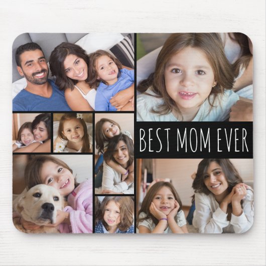 Eenvoudig BESTE MOM OOIT 8 Fotocollage Aangepast Muismat (Voorkant)