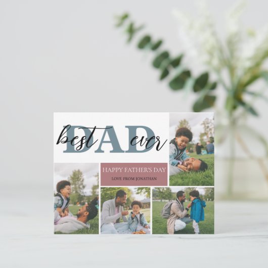 Eenvoudig Beste Pap Ooit Vaders Dag Pap 4 foto Feestdagenkaart (Staand voorkant)