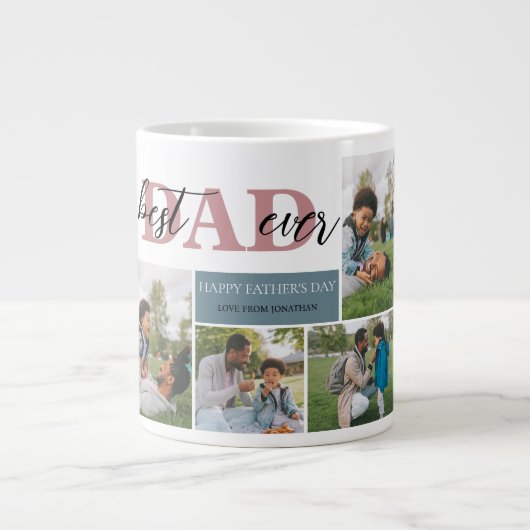 Eenvoudig Beste Pap Ooit Vaders Dag Pap 4 foto Grote Koffiekop (Voorkant)