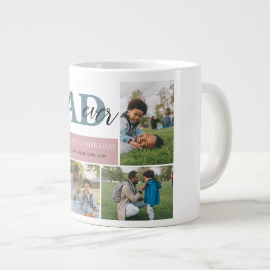 Eenvoudig Beste Pap Ooit Vaders Dag Pap 4 foto Grote Koffiekop (Voorkant rechts)