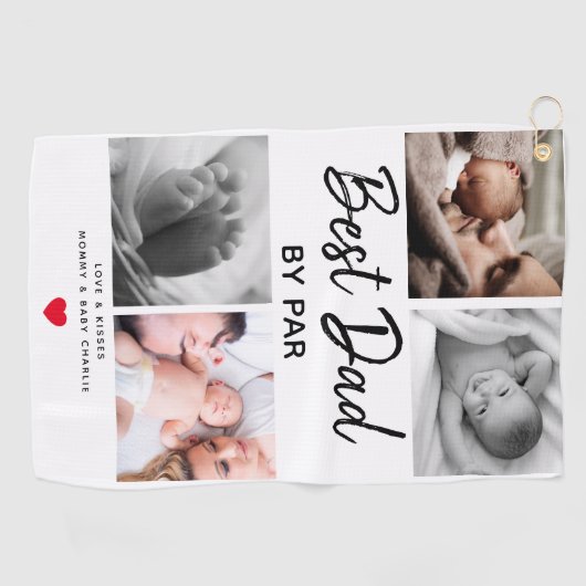 Eenvoudig Beste Pap van Par Afbeelding Collage | P Golfhanddoek (Horizontaal)