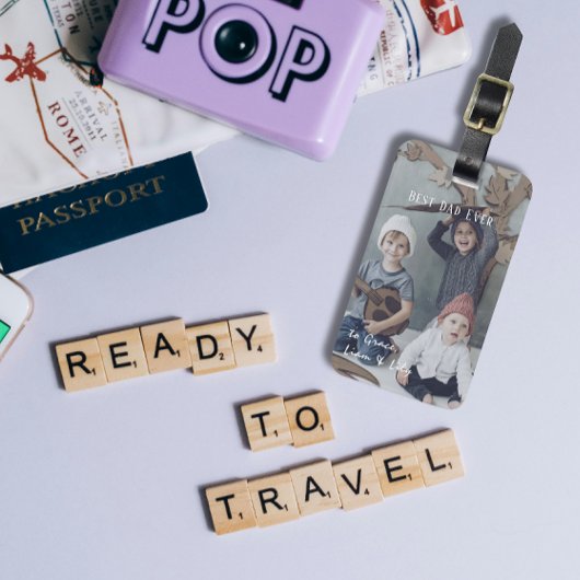 Eenvoudig beste papa ooit foto Bagagelabel