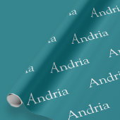 Eenvoudig betegeld monogram | bewerkbaar blauw gro cadeaupapier