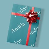 Eenvoudig betegeld monogram | bewerkbaar blauw gro cadeaupapier