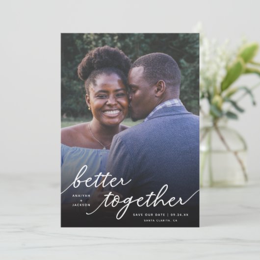 Eenvoudig beter samen Manuscript Volledige Foto | Save The Date (Staand voorkant)