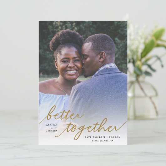 Eenvoudig beter samen Manuscript Volledige Foto |  Save The Date (Staand voorkant)