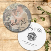 Eenvoudig Bewaar de Datum Foto Ronde QR Code Bruil Kaart