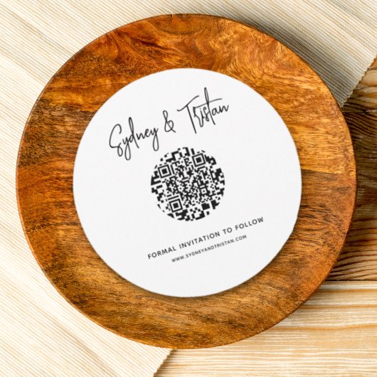 Eenvoudig Bewaar de Datum Foto Ronde QR Code Bruil Kaart