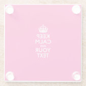 Eenvoudig BEWAREN CALM heeft Jouw tekst op Fuchsia Glazen Onderzetter (Achterkant)