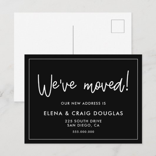 Eenvoudig bewegend zwart briefkaart (Voorkant / Achterkant)