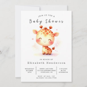 Eenvoudig bewerkbaar Giraffe-Baby shower Kaart