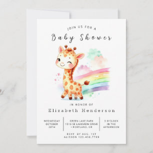 Eenvoudig bewerkbaar Giraffe-Baby shower Kaart
