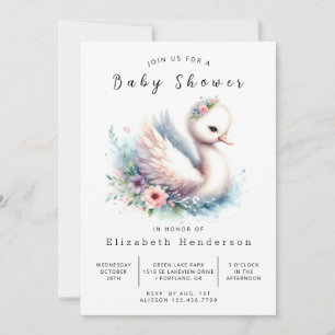 Eenvoudig bewerkbaar Swan-Baby shower Kaart
