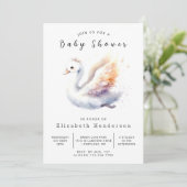 Eenvoudig bewerkbaar Swan-Baby shower Kaart (Staand voorkant)