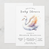 Eenvoudig bewerkbaar Swan-Baby shower Kaart (Voorkant / Achterkant)