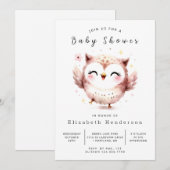 Eenvoudig bewerkbaar Uil-Baby shower Kaart (Voorkant / Achterkant)