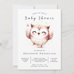Eenvoudig bewerkbaar Uil-Baby shower Kaart