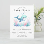 Eenvoudig bewerkbaar walvis Baby shower Kaart (Staand voorkant)