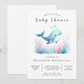 Eenvoudig bewerkbaar walvis Baby shower Kaart (Voorkant / Achterkant)