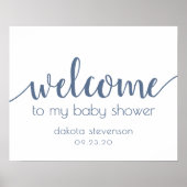 Eenvoudig bewerkbaar Welkom | Dusty Blue Evenement Poster (Voorkant)