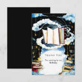 Eenvoudig bibliotheek sprookjesboek verjaardag bedankkaart (Voorkant / Achterkant)