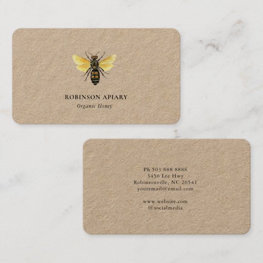Eenvoudig  bijenapier Visitekaartje (Voorkant / Achterkant)