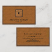 Eenvoudig bijtend elegant  lederen monogram visitekaartje (Voorkant / Achterkant)