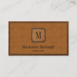 Eenvoudig bijtend elegant  lederen monogram visitekaartje