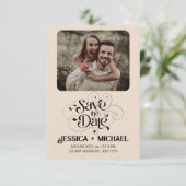 Eenvoudig bijtend minimaal elegant uitneembaar huw save the date (Staand voorkant)