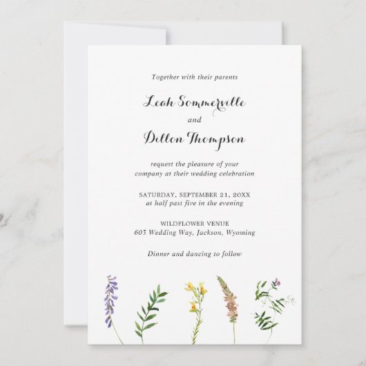 Eenvoudig bijtende Boho-bloem in één bruiloft Kaart (Voorkant)