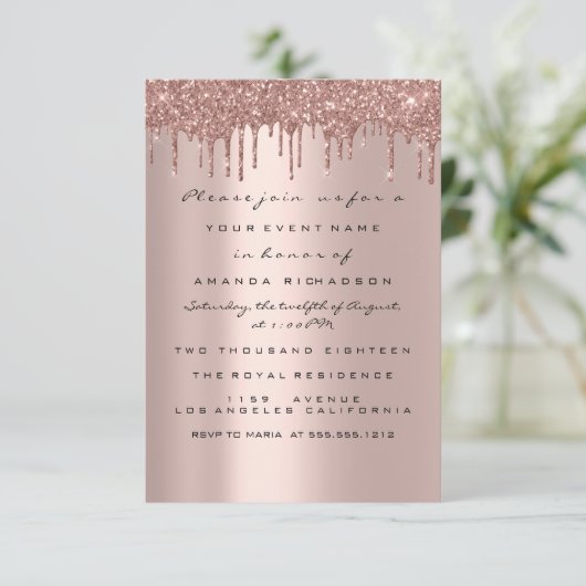 Eenvoudig Birthday Bridal Roos drijft Vonk Glitter Kaart (Staand voorkant)