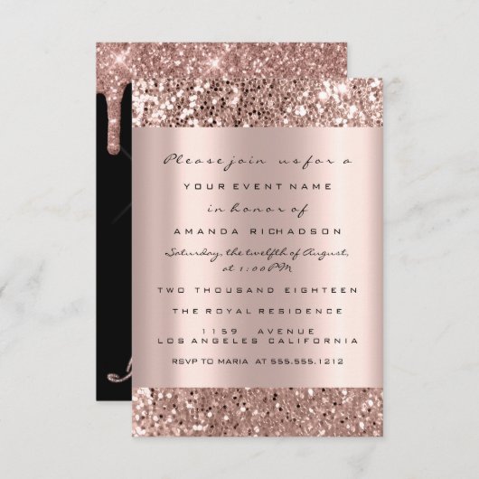 Eenvoudig Birthday Bridal Roos Gold Spark Glitter Kaart (Voorkant / Achterkant)