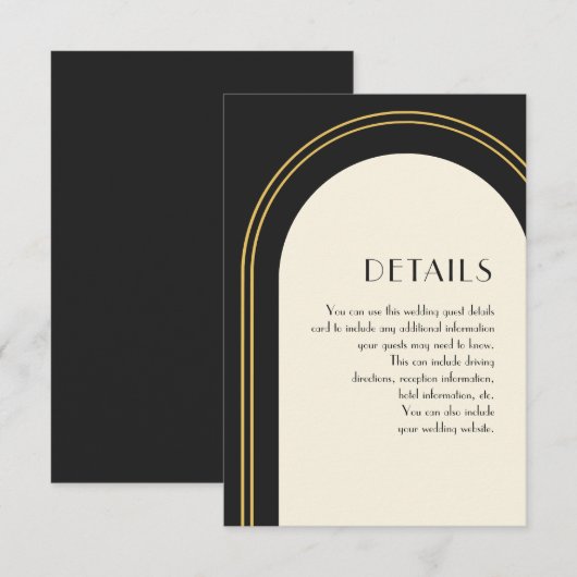Eenvoudig 'Black Arch Weddenschap'-detail Informatiekaartje (Voorkant / Achterkant)