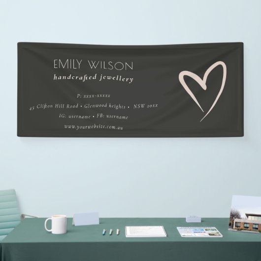 Eenvoudig Black Blush Heart Zakelijk Bedrijf Spandoek (Beurs)