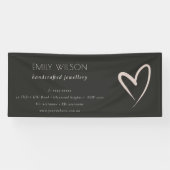 Eenvoudig Black Blush Heart Zakelijk Bedrijf Spandoek (Horizontaal)