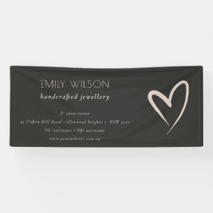 Eenvoudig Black Blush Heart Zakelijk Bedrijf Spandoek