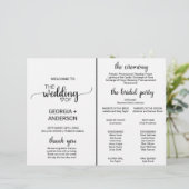 Eenvoudig 'Black Calligraphy Wedding Program Fan' (Staand voorkant)