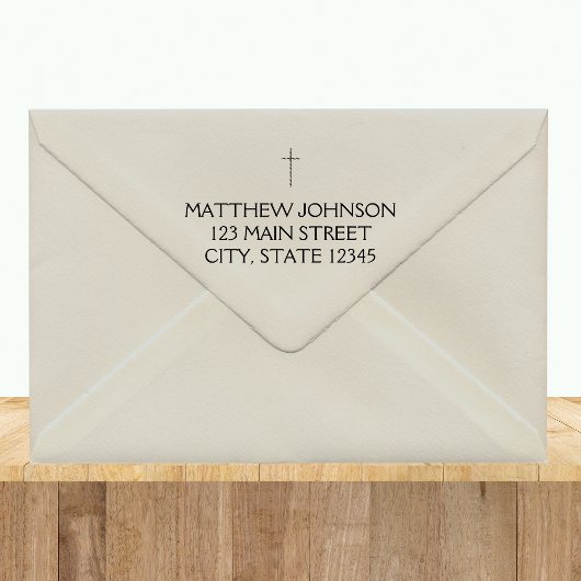 Eenvoudig Black Cross-adres Zelfinktende Stempel