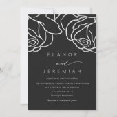 Eenvoudig 'Black Floral Calligraphy Wedding' Kaart (Voorkant)