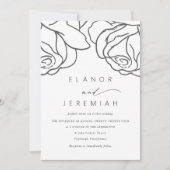 Eenvoudig 'Black Floral Calligraphy Wedding' Kaart (Voorkant)